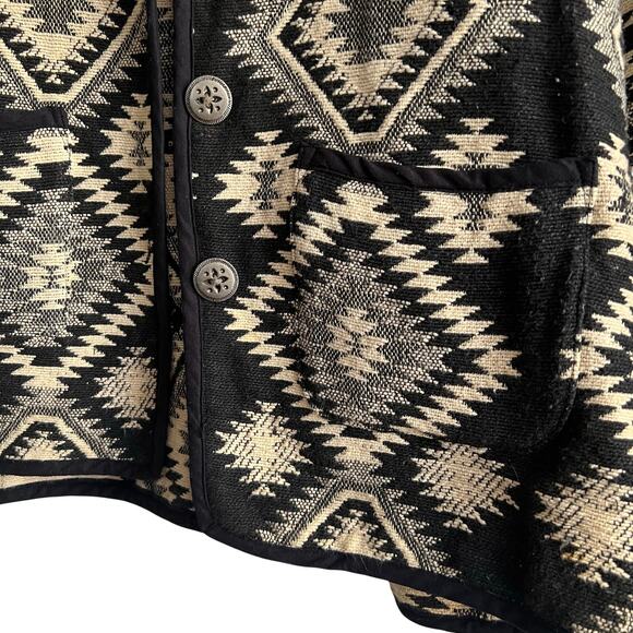 Vintage Jane Ashley Cross Knit Aztec black N White Jacket Size XL 23x29 - Picture 4 of 7